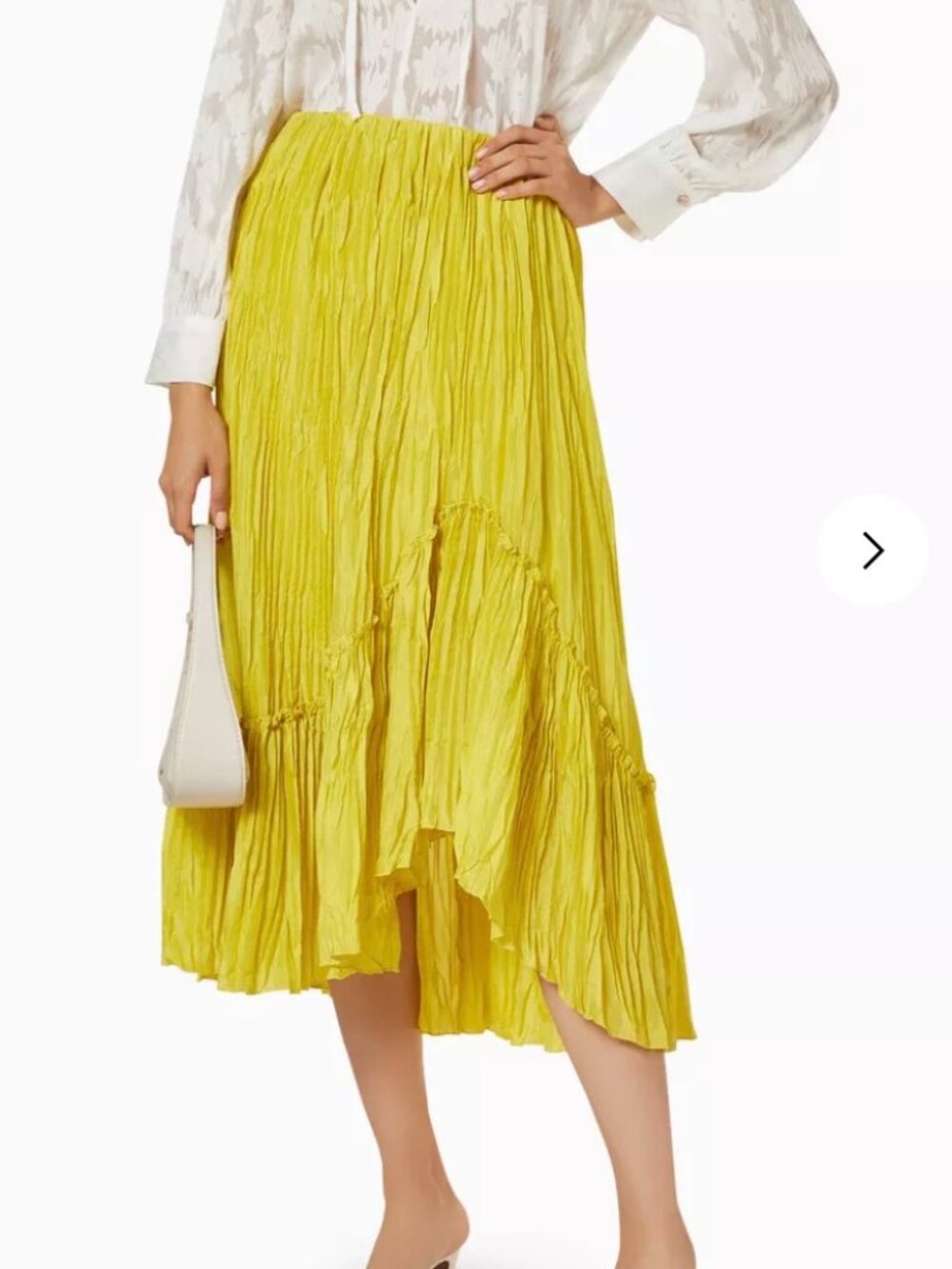 Vince Yellow Tiered Silk Skirt